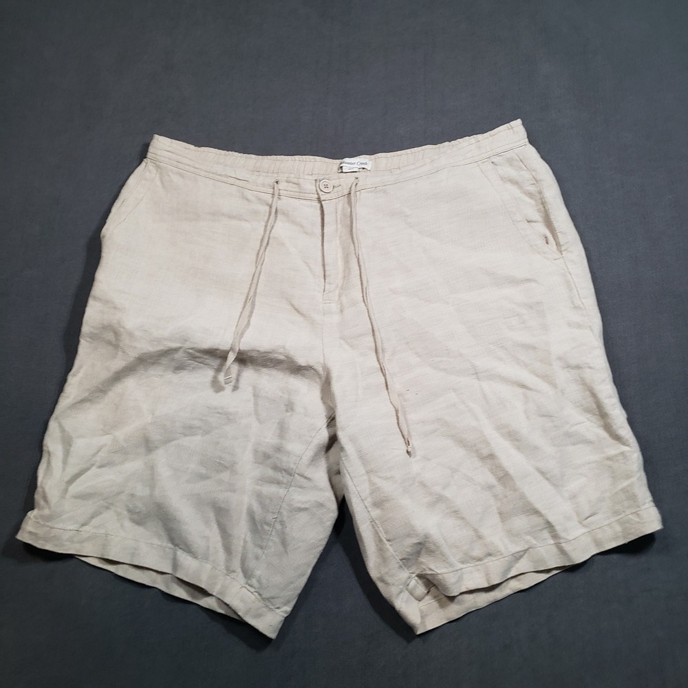 Coldwater Creek Shorts Womens 18W Beige 100% Linen Drawstring Elastic‎ Waist